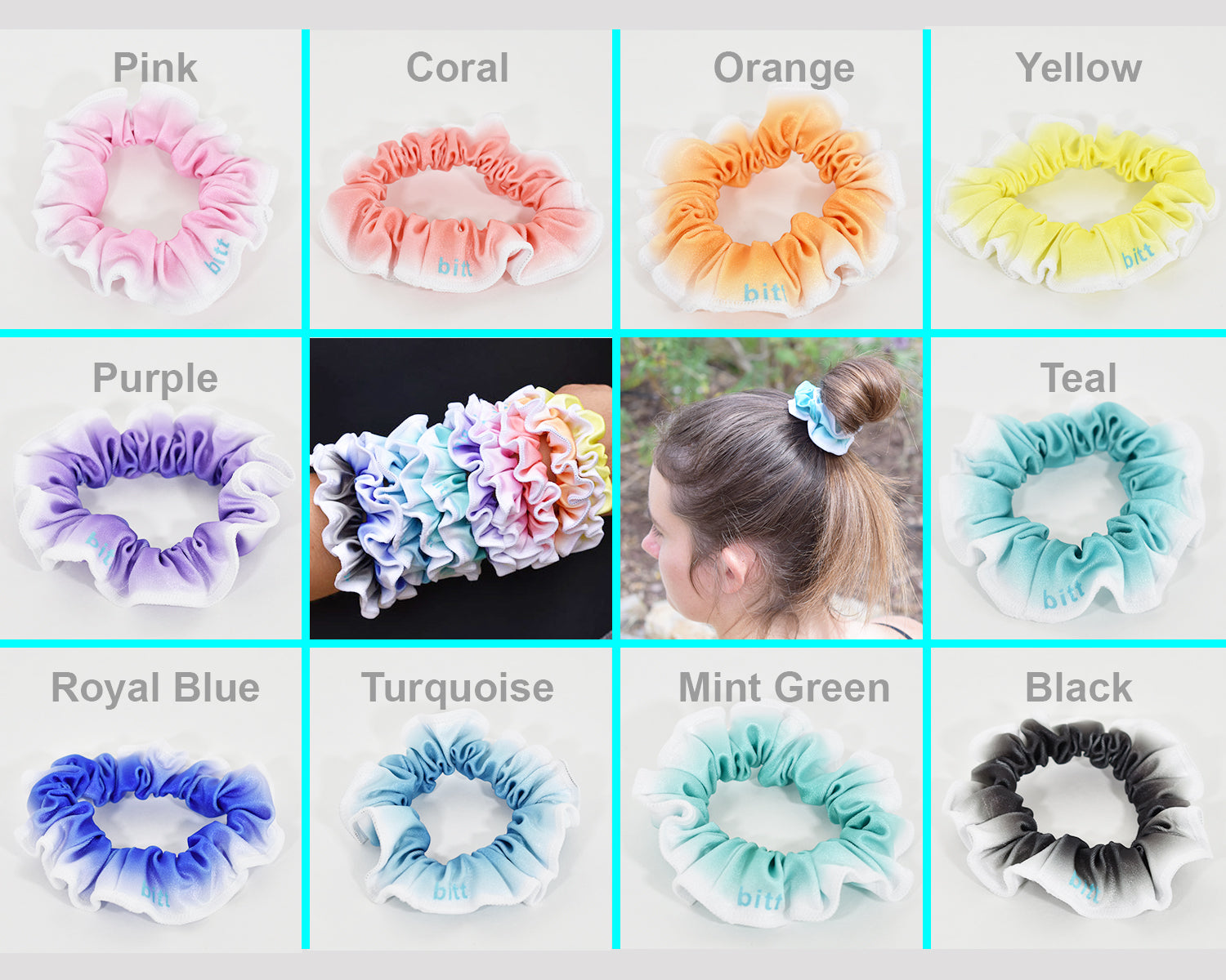 Ombre Hair Scrunchies for Gymnastics Dance Cheer Sports