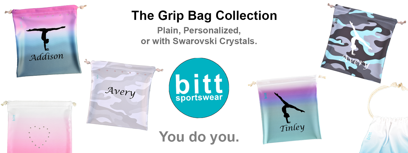 Personalized Gymnastics Grip Bags and Regular Grip Bags for Girls and Boys