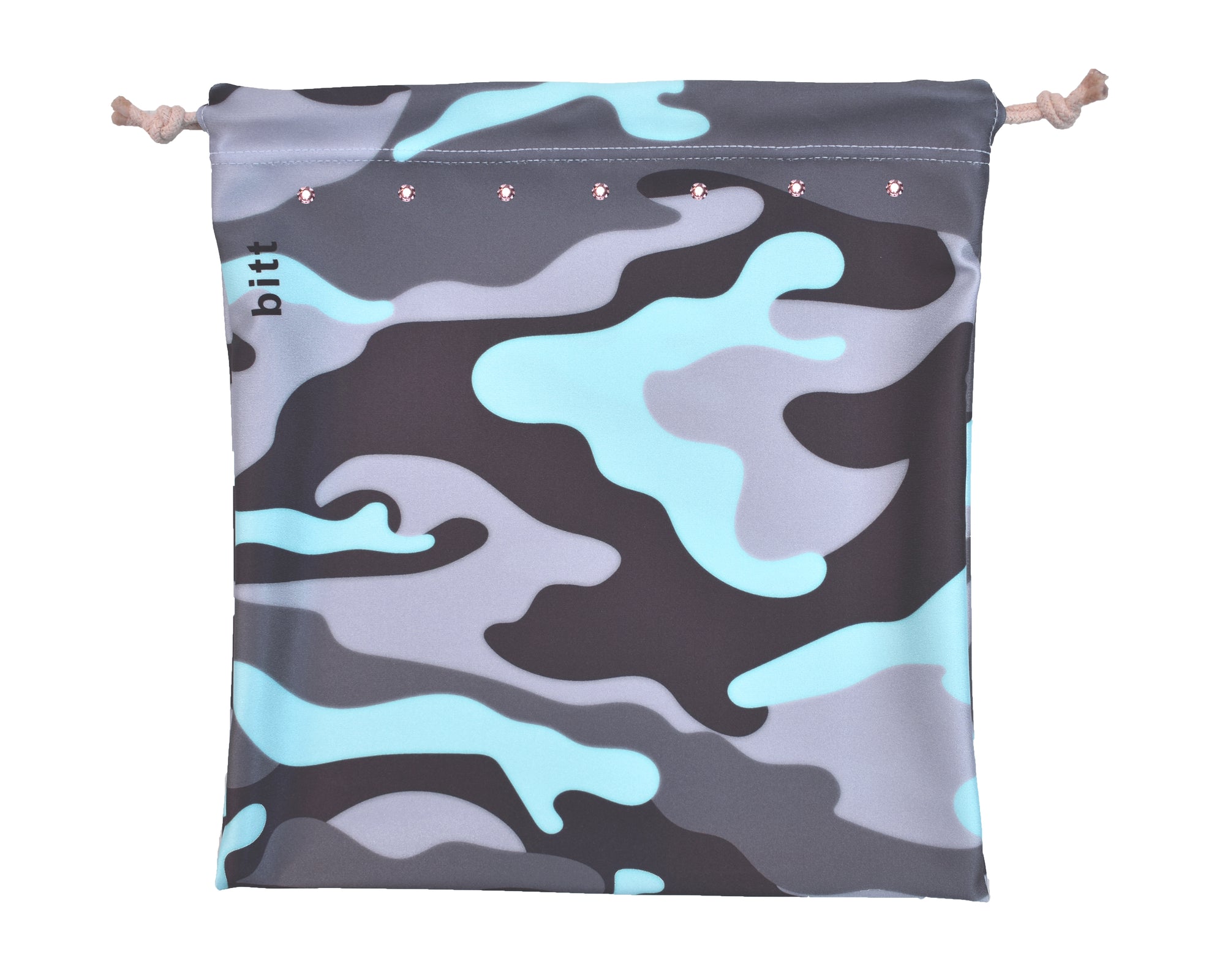 Sea Glass Camouflage Gymnastics Grip Bag with Drawstrings and Crystals