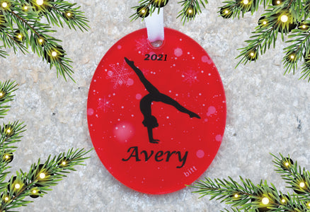 Gymnast Holiday Ornament 2021 Red