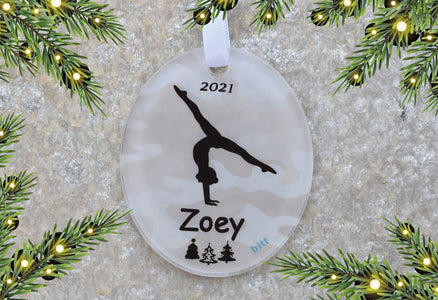 Gymnast Holiday Ornament 2021 White Camouflage