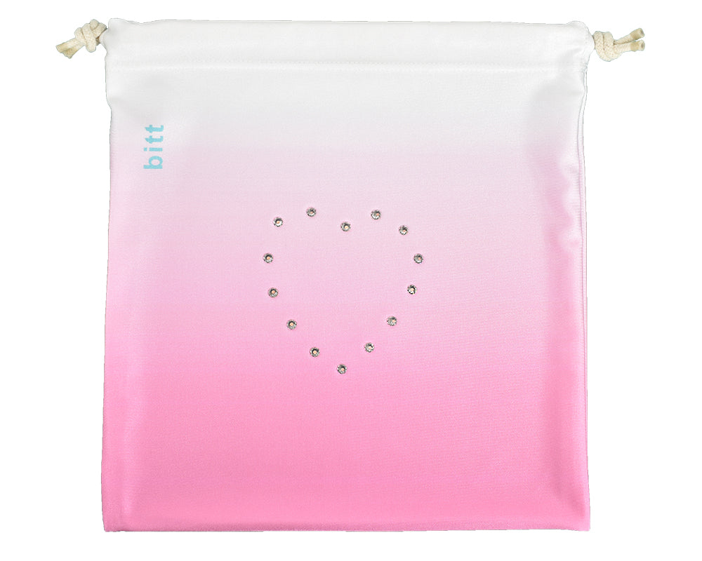 Gymnastics Grip Bag Pink and White Ombre with Crystals Heart