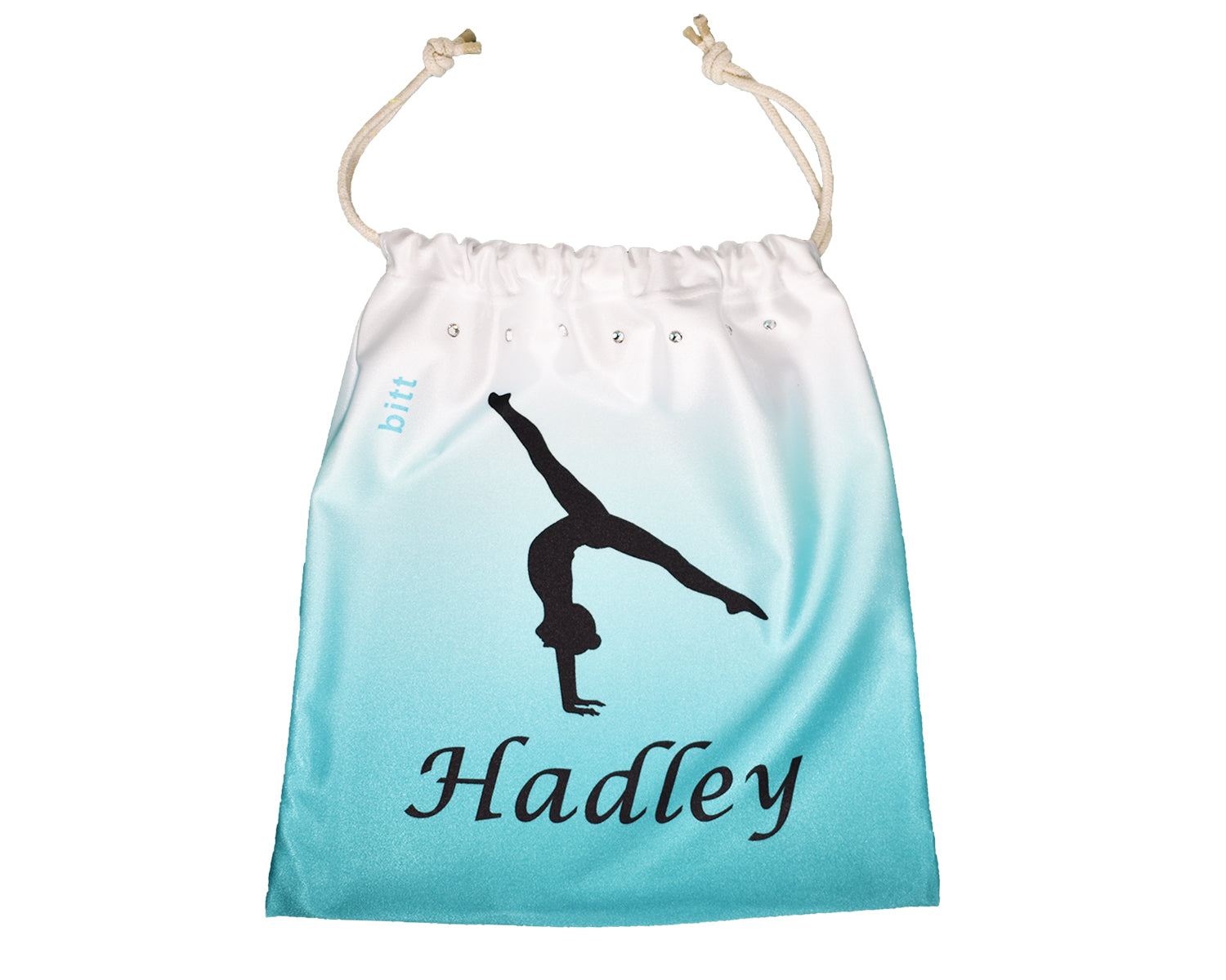 Personalized Grip Bag Teal Ombre with Gymnastics Handstand