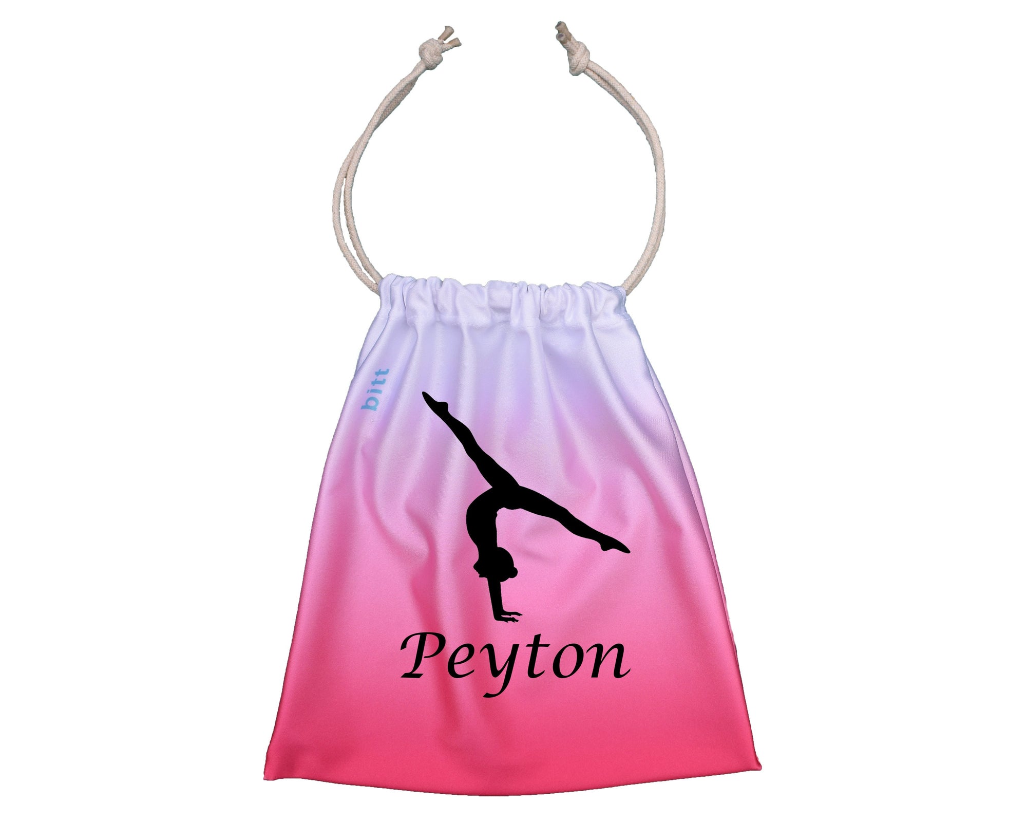 Personalized Gymnastics Grip Bag with Handstand in Dark Coral & White Ombre