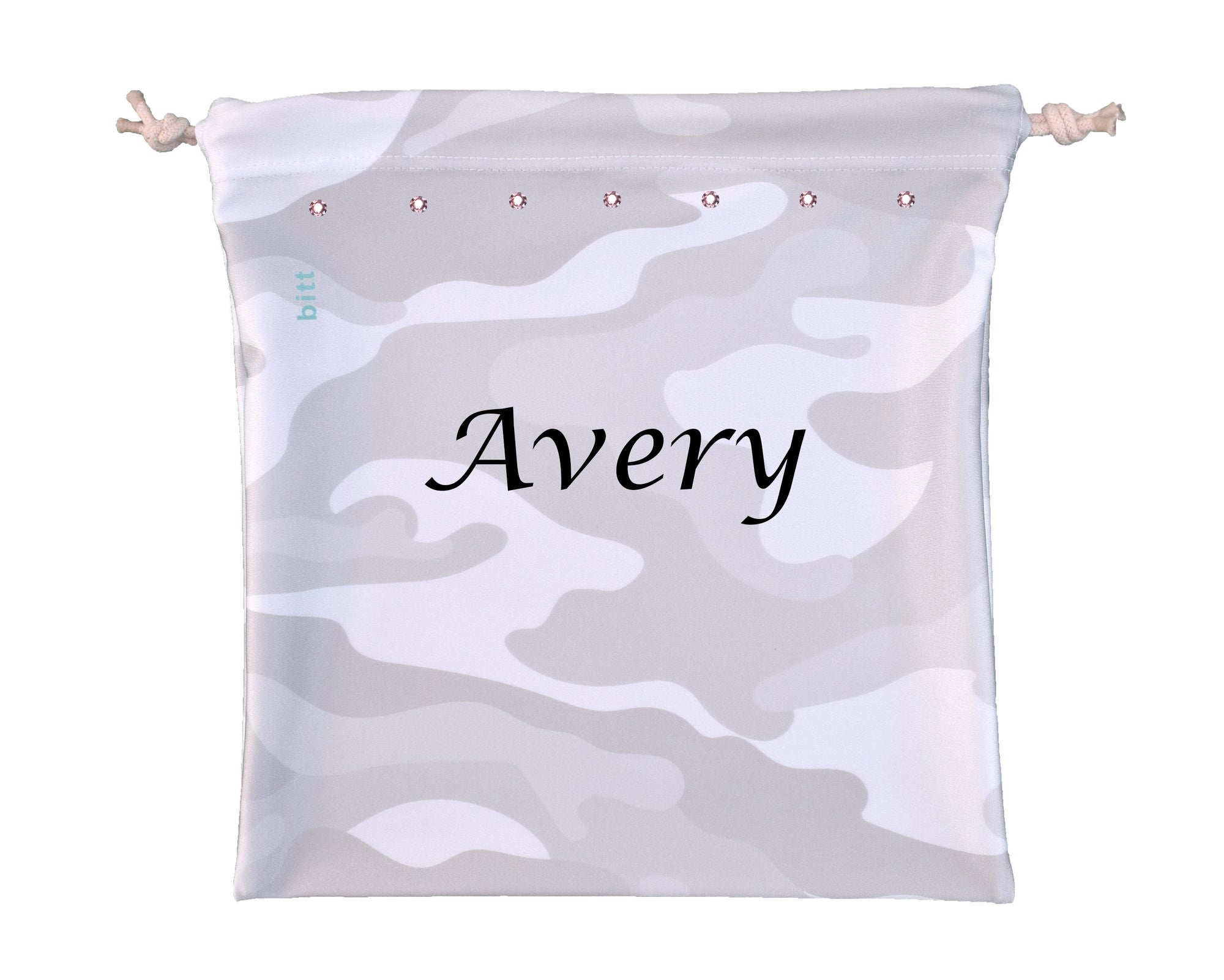 Personalized Gymnastics Grip Bag in Silver White Camouflage