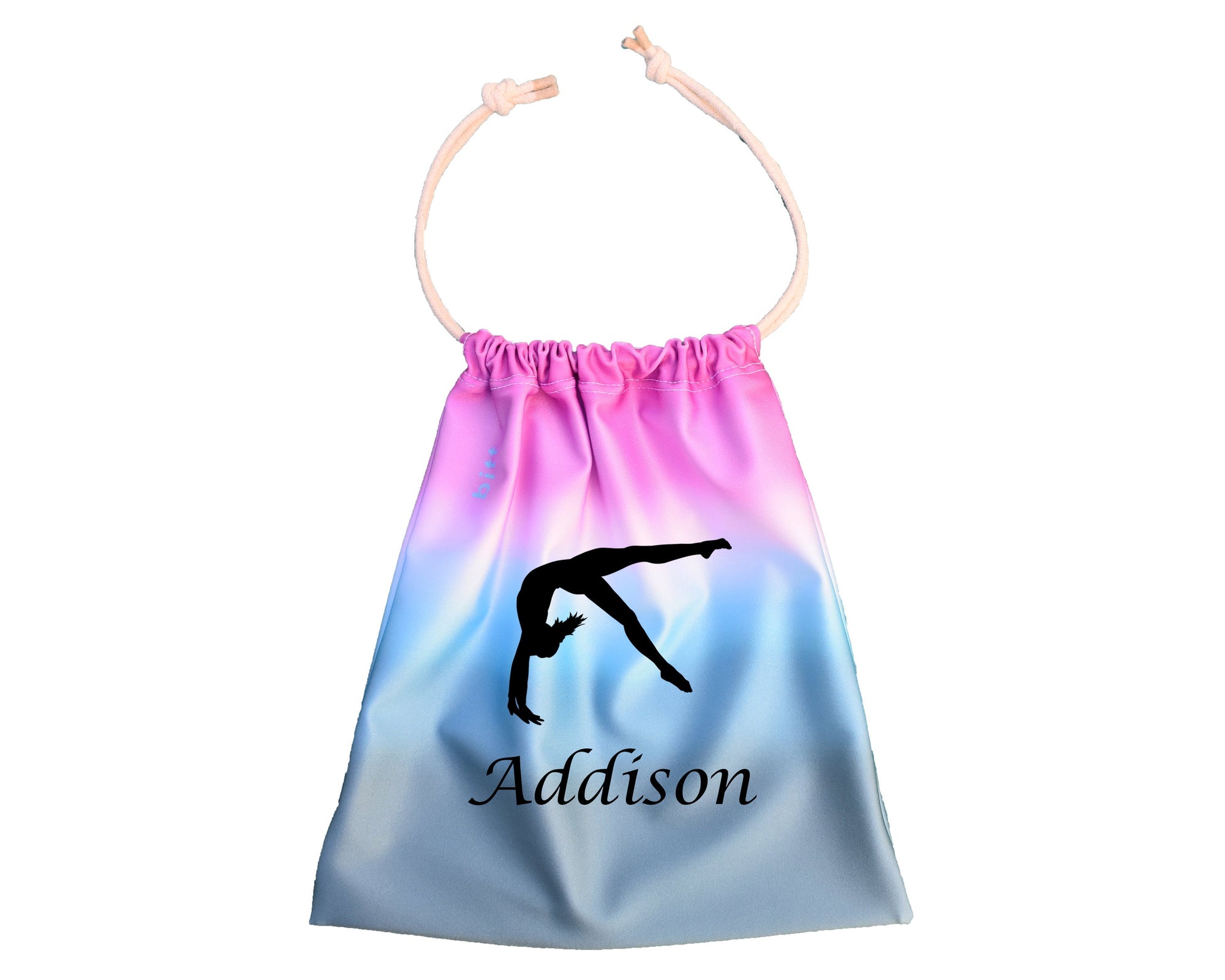 Personalized Gymnastics Grip Bag in Teal Pink Ombre with Back Handspring