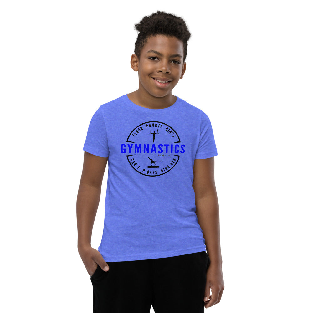 Gymnastics Short Sleeve T-Shirt for Boys with Gymnast Rings & Pommel